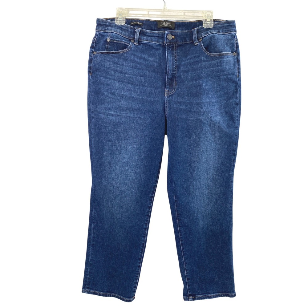 Talbots Jeans Womens 14P Flawless Five-Pocket Straight High Rise Dark Wash Denim